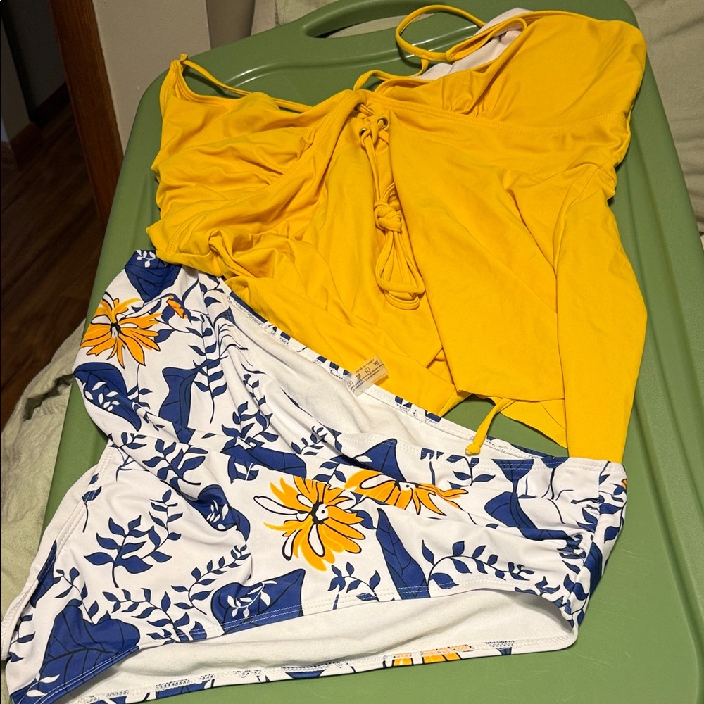 Yellow and Floral Bikini Set